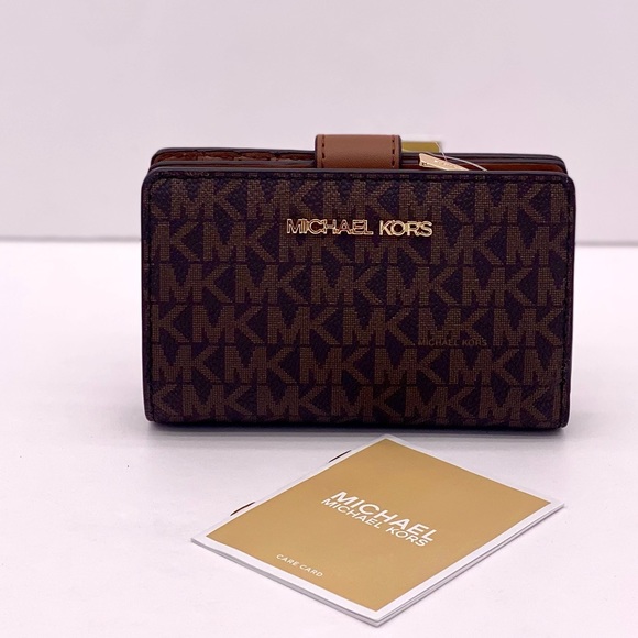 Michael Kors Jet Set Travel Medium Bifold Wallet Brown - Picture 12 of 13